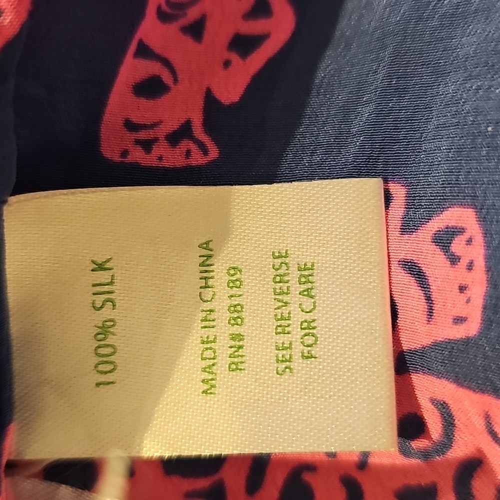 Lilly Pulitzer Blue Pink Silk Elephant Print Tank Back Zipper Boho - Picture 6 of 8